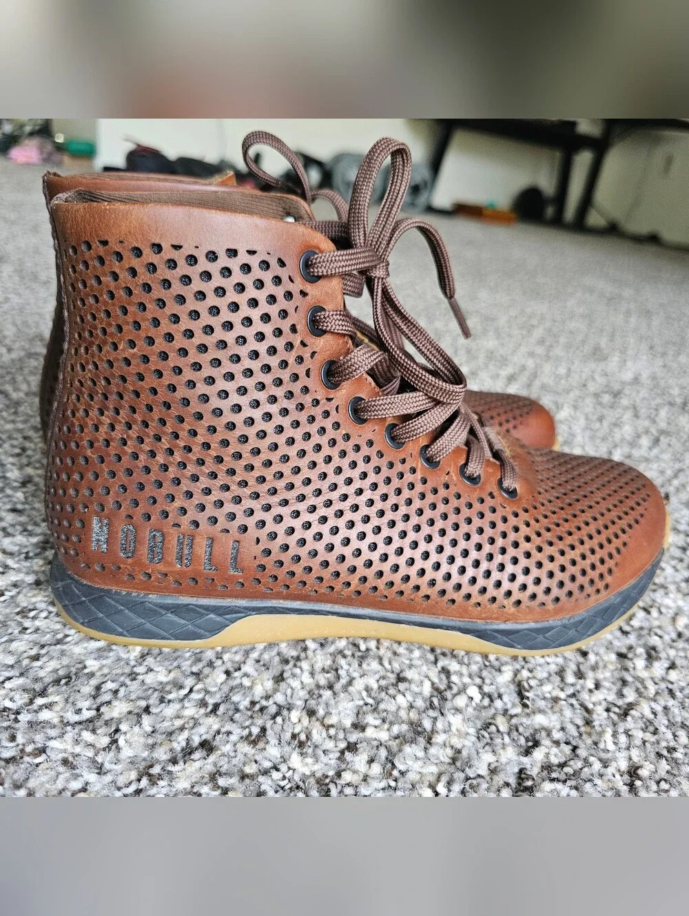 Nobull Brown Perforated Leather Men’s Trainer